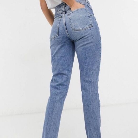 ASOS “New Look Lift “ Shape Mom Jeans Vintage Inspired Yoke Stitching SZ 2P - Picture 3 of 16